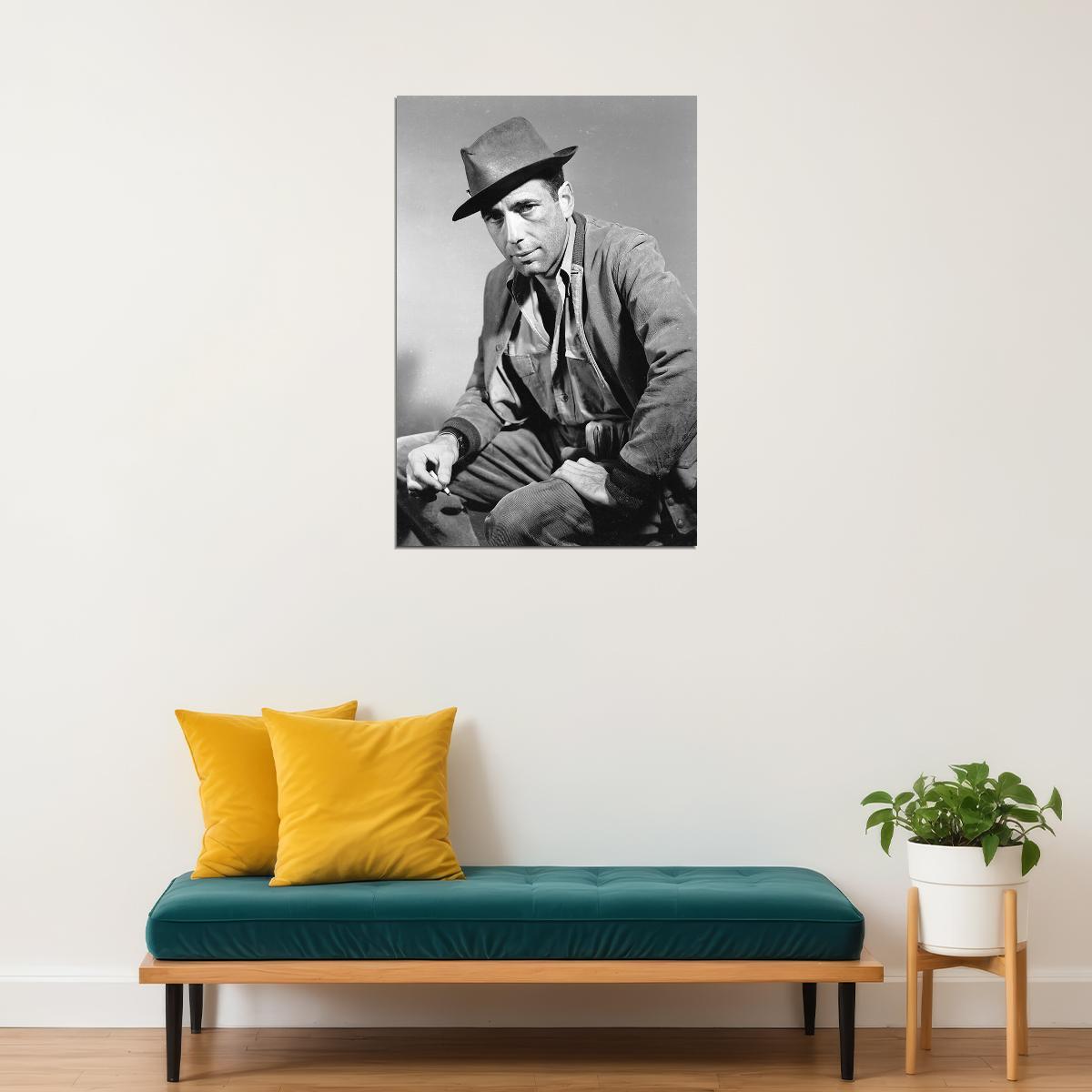Humphrey Bogart In Coat American Actor Artist Poster Wall Art Print Home Wall Decor - xonomax