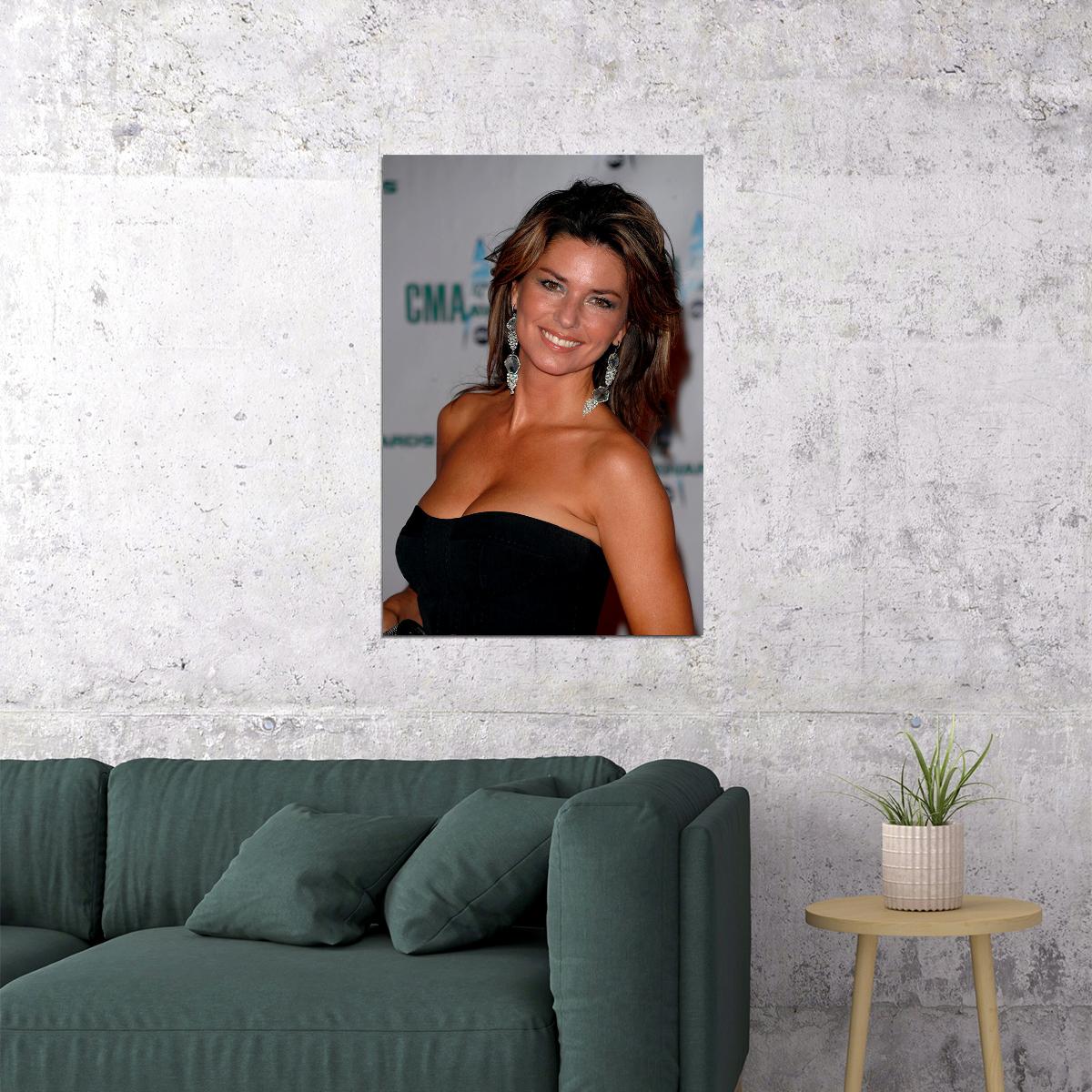 Shania Twain Black Dress Songwriter Artist Poster Wall Art Print Home Wall Decor - xonomax