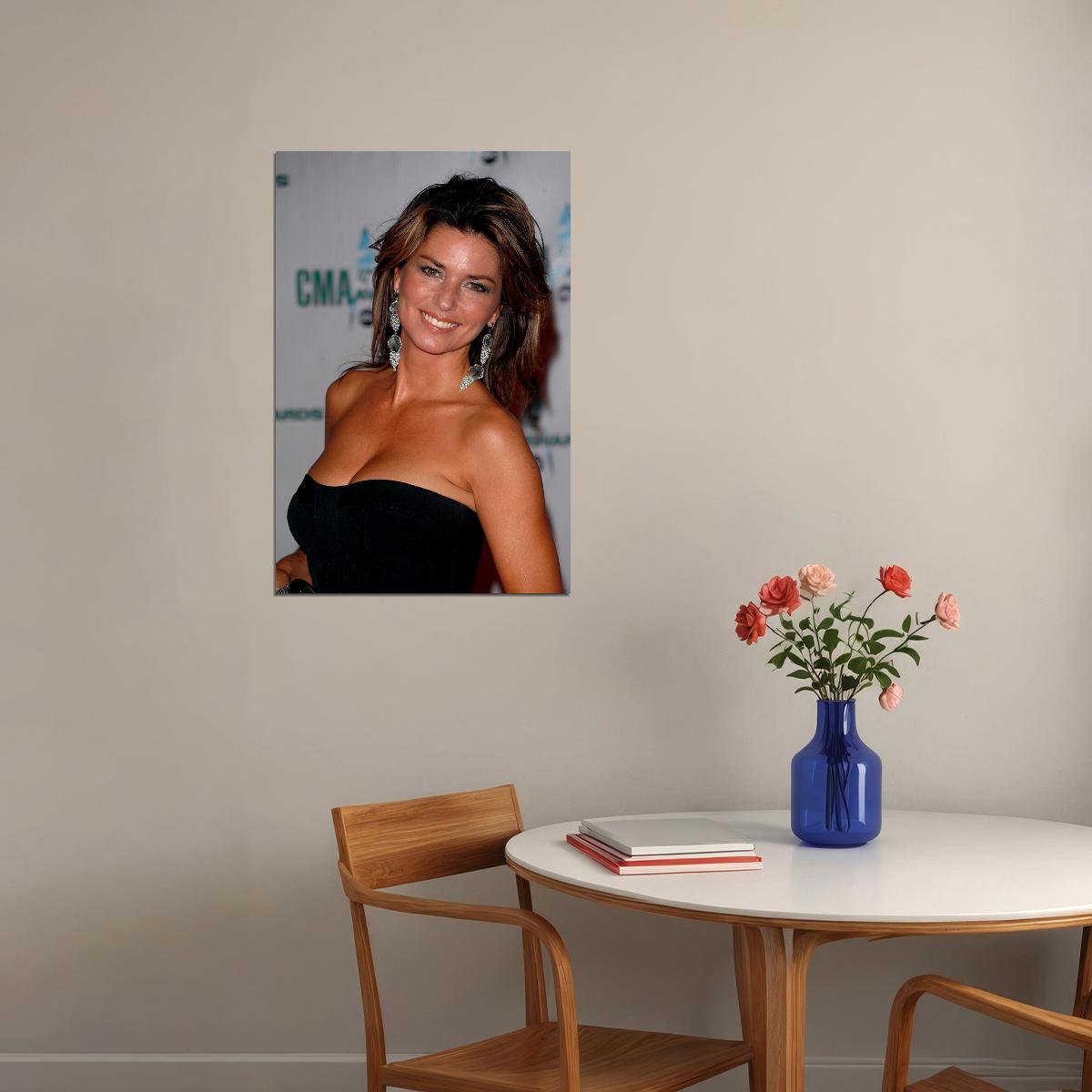 Shania Twain Black Dress Songwriter Artist Poster Wall Art Print Home Wall Decor - xonomax