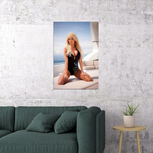 Victoria Silvstedt In Black Swimsuit Magazine Poster Wall Art Print Home Wall Decor - xonomax