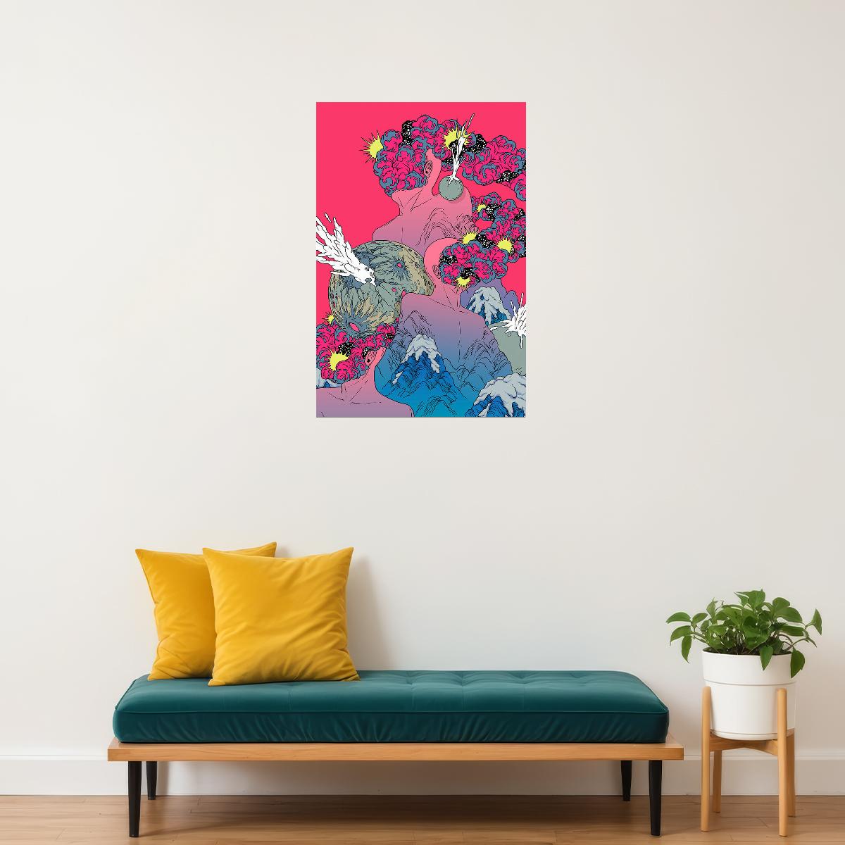 Psychedelic Explosion Cartoon Poster Wall Art Print Home Wall Decor - xonomax