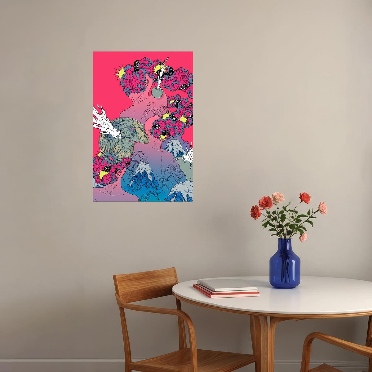 Psychedelic Explosion Cartoon Poster Wall Art Print Home Wall Decor - xonomax