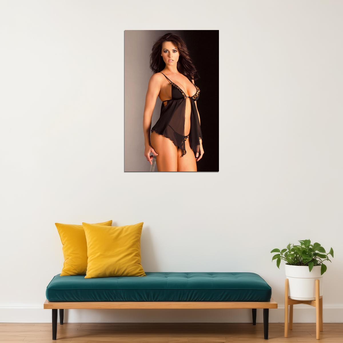 Karen Mcdougal Sexy Female Model Black Underwear Poster Wall Art Print Home Wall Decor - xonomax