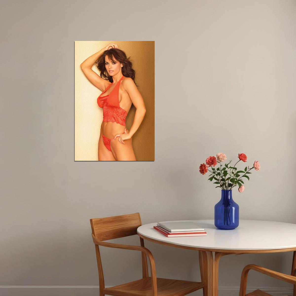 Karen Mcdougal Sexy Female Model Red Underwear Poster Wall Art Print Home Wall Decor - xonomax