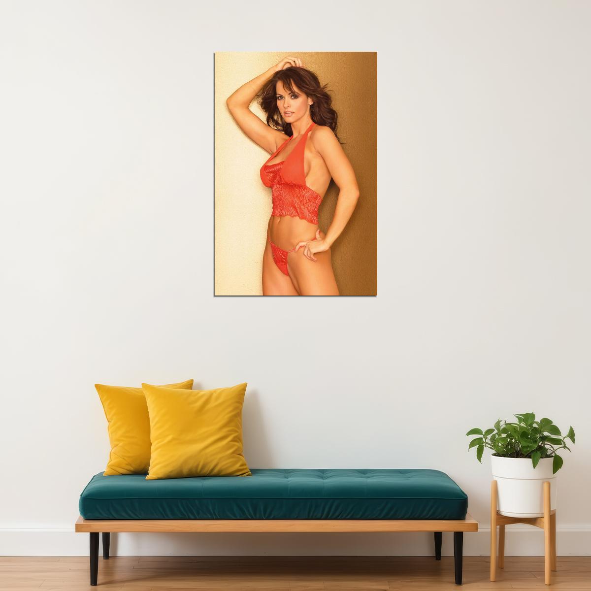 Karen Mcdougal Sexy Female Model Red Underwear Poster Wall Art Print Home Wall Decor - xonomax
