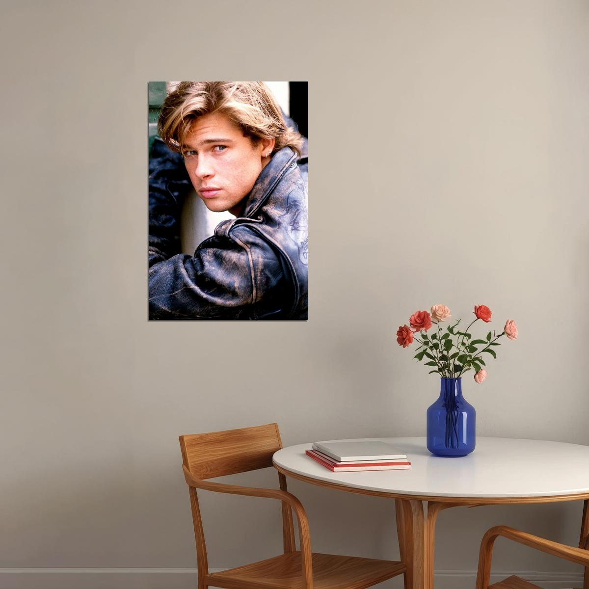 Actor Young Brad Pitt Hand On Chin Poster Wall Art Print Home Wall Decor - xonomax