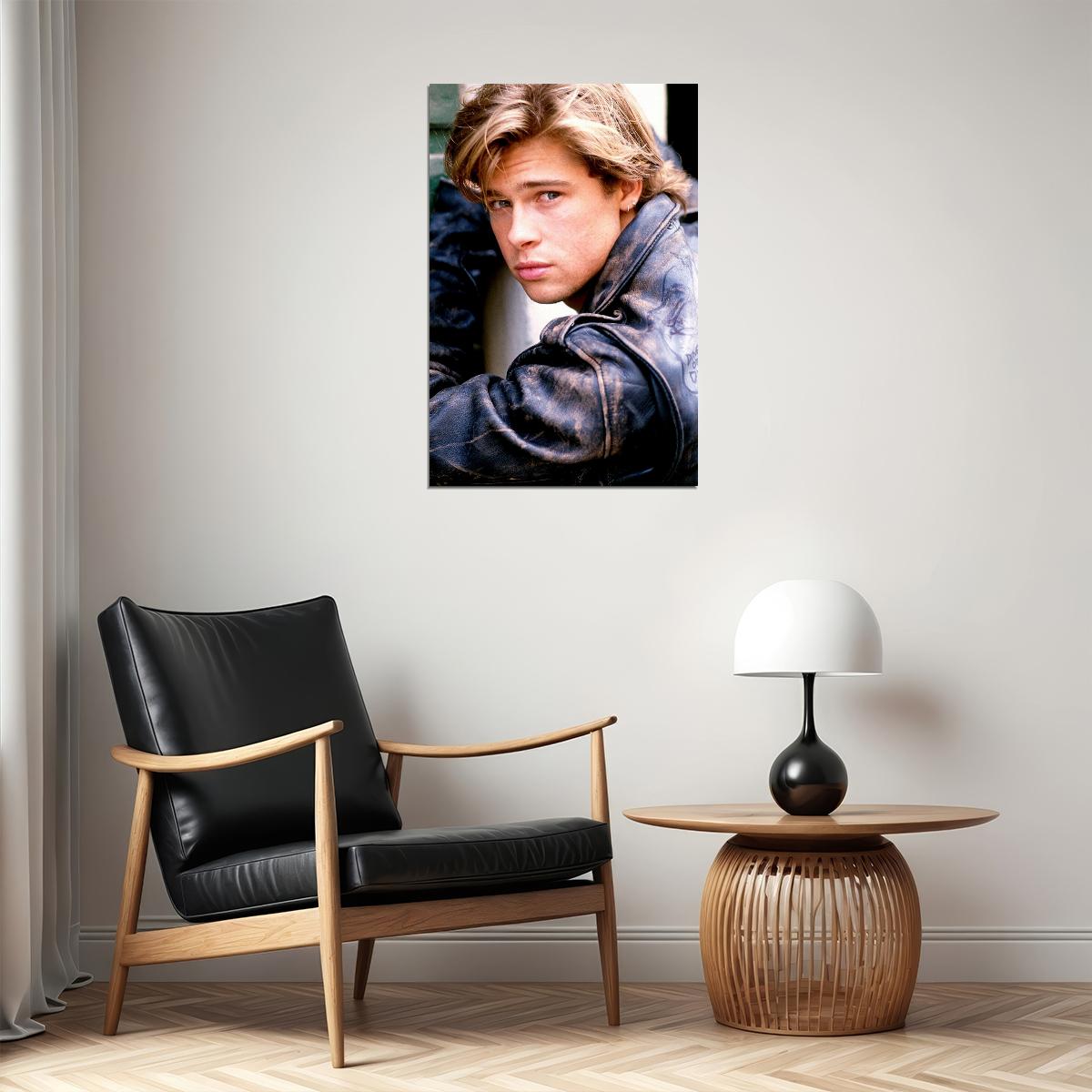 Actor Young Brad Pitt Hand On Chin Poster Wall Art Print Home Wall Decor - xonomax