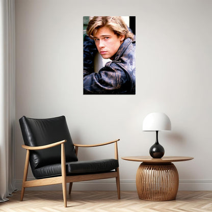 Actor Young Brad Pitt Hand On Chin Poster Wall Art Print Home Wall Decor - xonomax