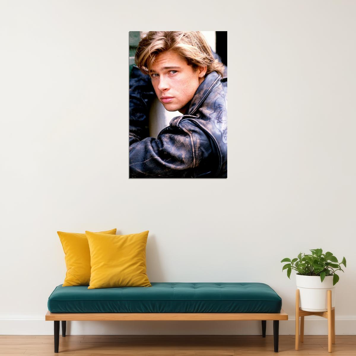 Actor Young Brad Pitt Hand On Chin Poster Wall Art Print Home Wall Decor - xonomax