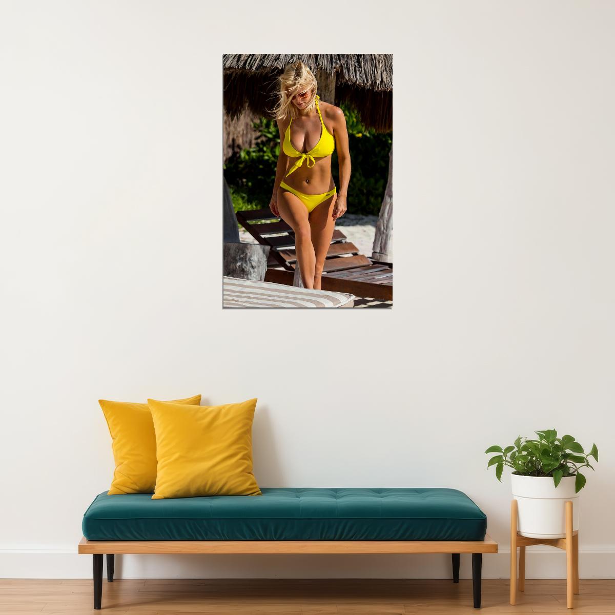 Sandi Yellow Bikini Sexy Female Model Poster Wall Art Print Home Wall Decor - xonomax