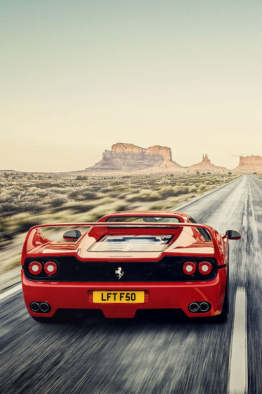 Cars Red Ferrari Landscape Land Vehicle Poster Wall Art Print Home Wall Decor - xonomax