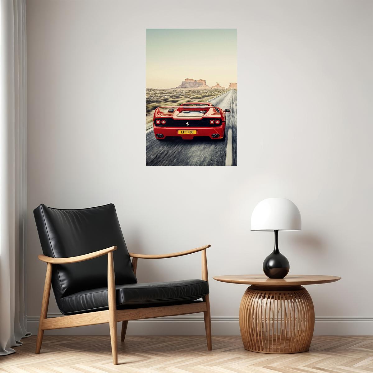 Cars Red Ferrari Landscape Land Vehicle Poster Wall Art Print Home Wall Decor - xonomax