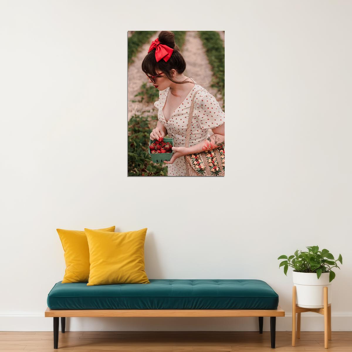 Strawberries And Cream Sexy Female Model Poster Wall Art Print Home Wall Decor - xonomax