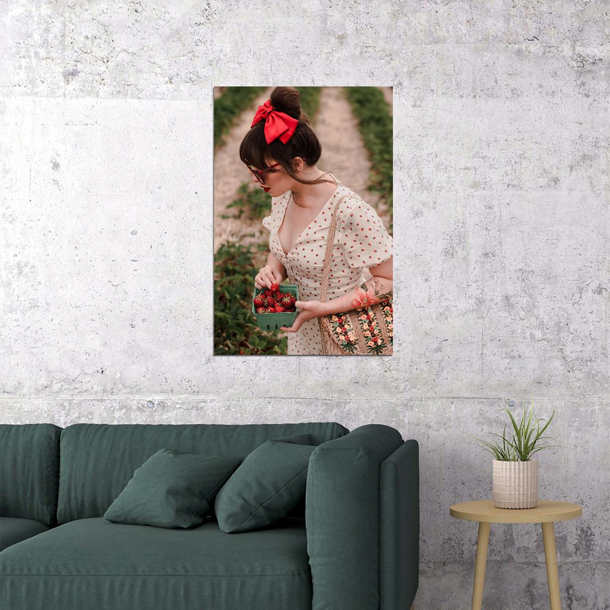 Strawberries And Cream Sexy Female Model Poster Wall Art Print Home Wall Decor - xonomax