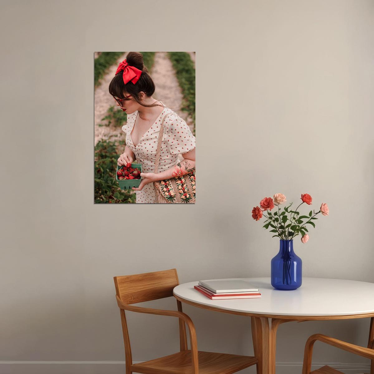 Strawberries And Cream Sexy Female Model Poster Wall Art Print Home Wall Decor - xonomax