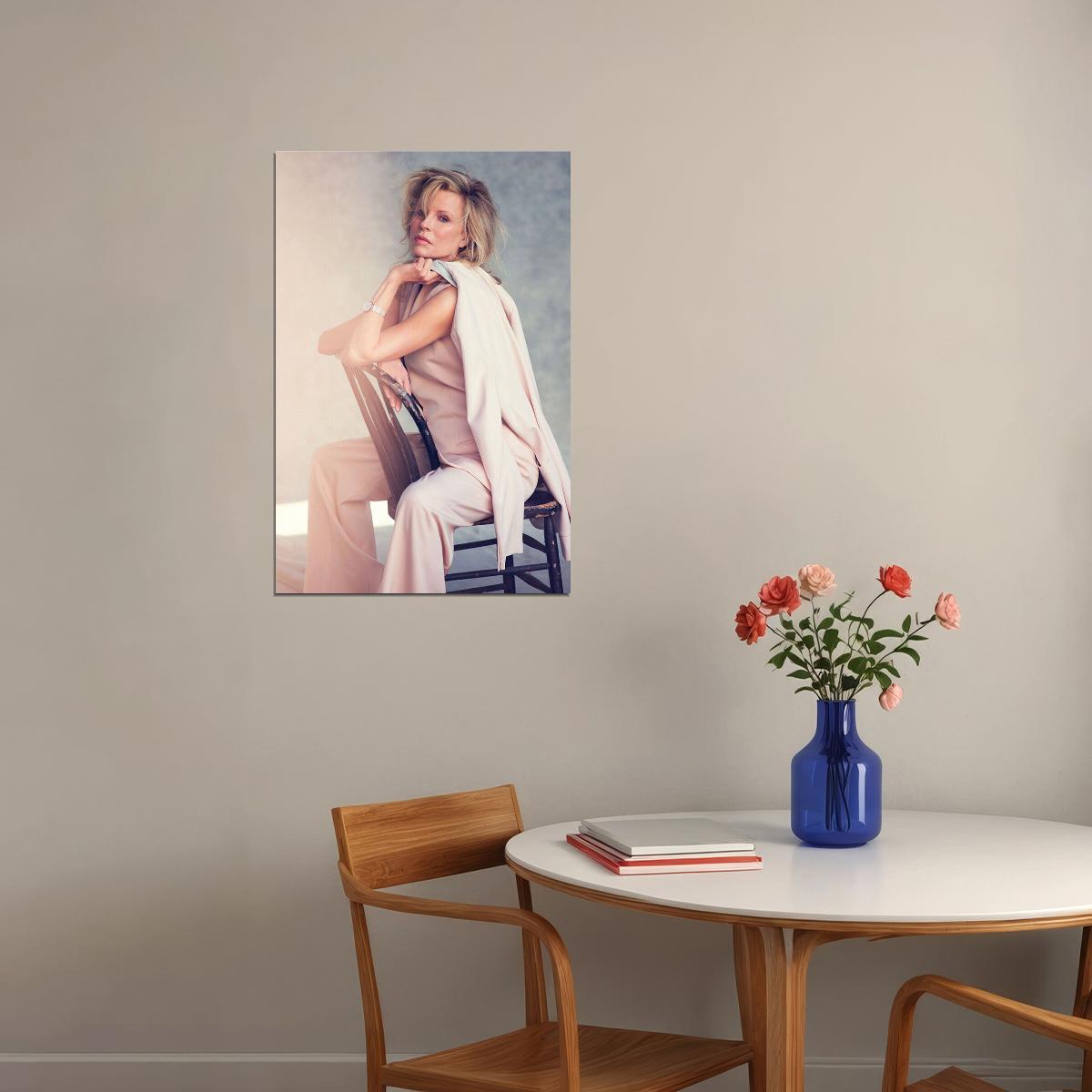 Movie Actress Kim Basinger Posed Sitting In Chair Poster Wall Art Print Home Wall Decor - xonomax
