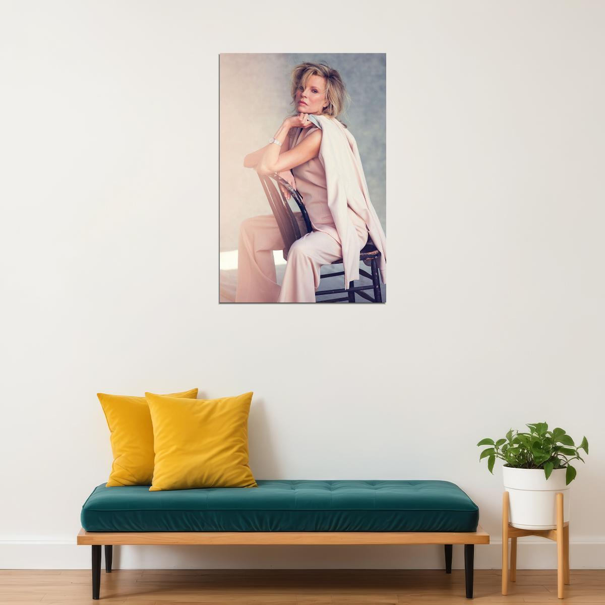 Movie Actress Kim Basinger Posed Sitting In Chair Poster Wall Art Print Home Wall Decor - xonomax