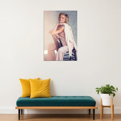 Movie Actress Kim Basinger Posed Sitting In Chair Poster Wall Art Print Home Wall Decor - xonomax