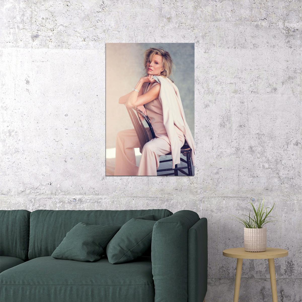 Movie Actress Kim Basinger Posed Sitting In Chair Poster Wall Art Print Home Wall Decor - xonomax