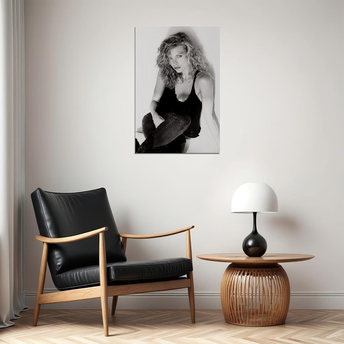Movie Actress Kim Basinger Posed Black White Poster Wall Art Print Home Wall Decor - xonomax