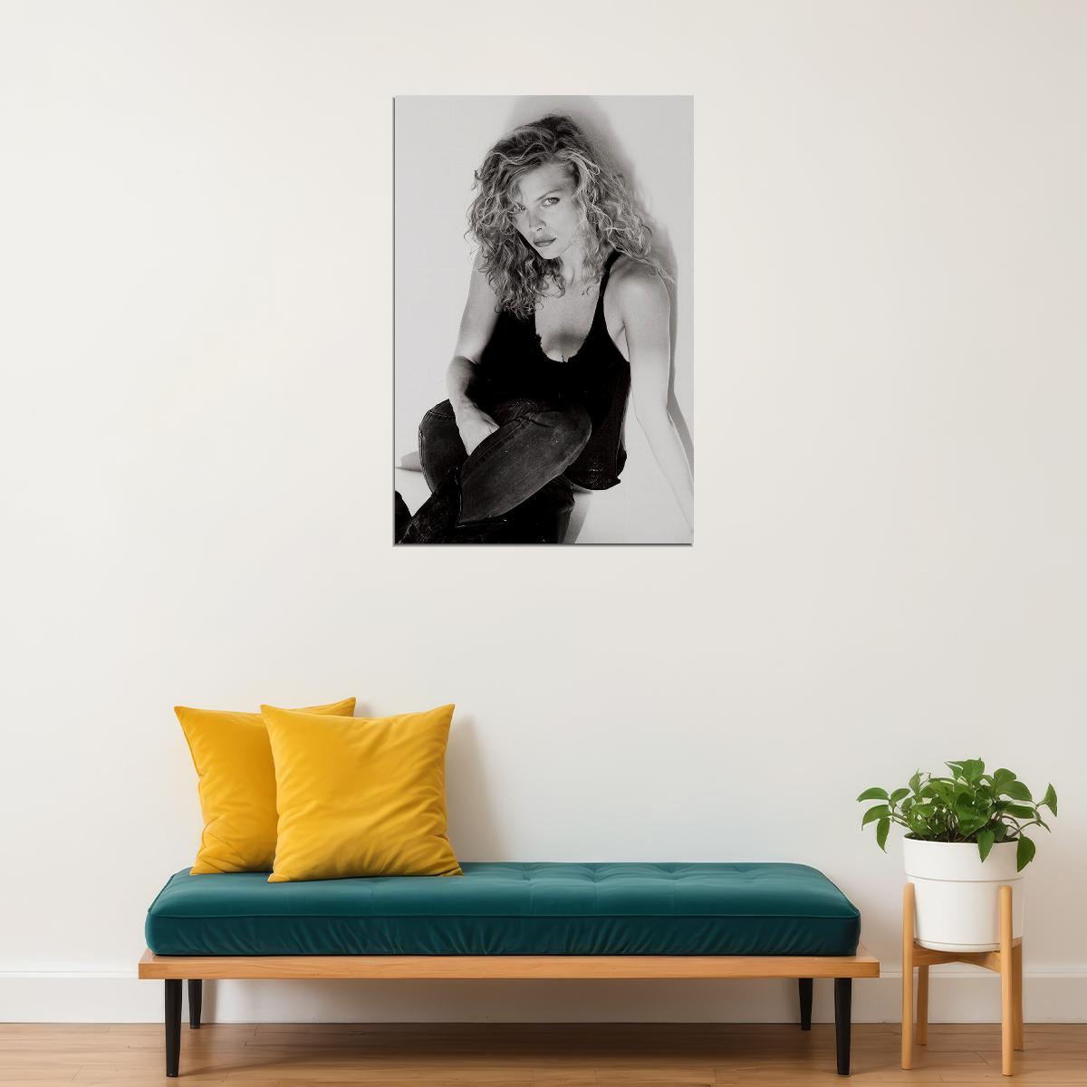 Movie Actress Kim Basinger Posed Black White Poster Wall Art Print Home Wall Decor - xonomax