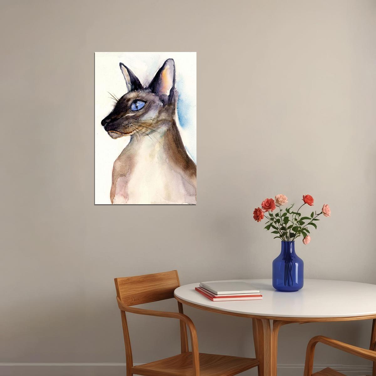Siamese Cat Drawing Poster Wall Art Print Home Wall Decor - xonomax