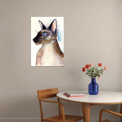 Siamese Cat Drawing Poster Wall Art Print Home Wall Decor - xonomax