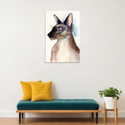 Siamese Cat Drawing Poster Wall Art Print Home Wall Decor - xonomax