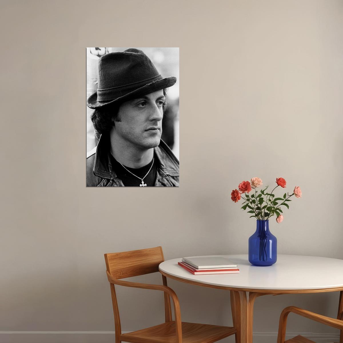 Sylvester Stallone Hat Photo Actor Black White Poster Wall Art Print Home Wall Decor - xonomax