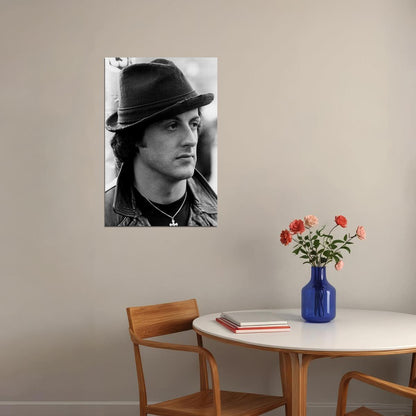 Sylvester Stallone Hat Photo Actor Black White Poster Wall Art Print Home Wall Decor - xonomax