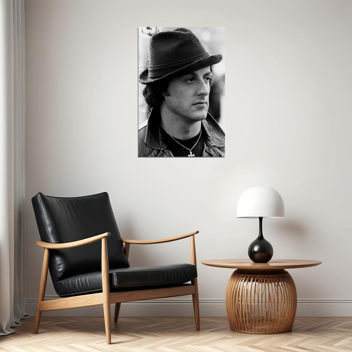 Sylvester Stallone Hat Photo Actor Black White Poster Wall Art Print Home Wall Decor - xonomax