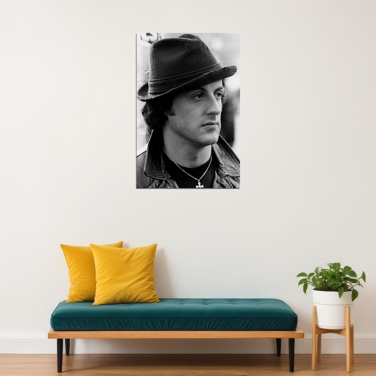 Sylvester Stallone Hat Photo Actor Black White Poster Wall Art Print Home Wall Decor - xonomax