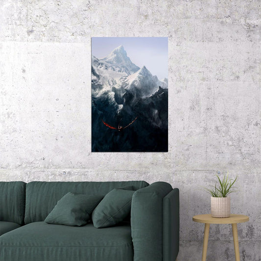 Dragon Mountain Fantasy Landscape Picture Poster Wall Art Print Home Wall Decor - xonomax