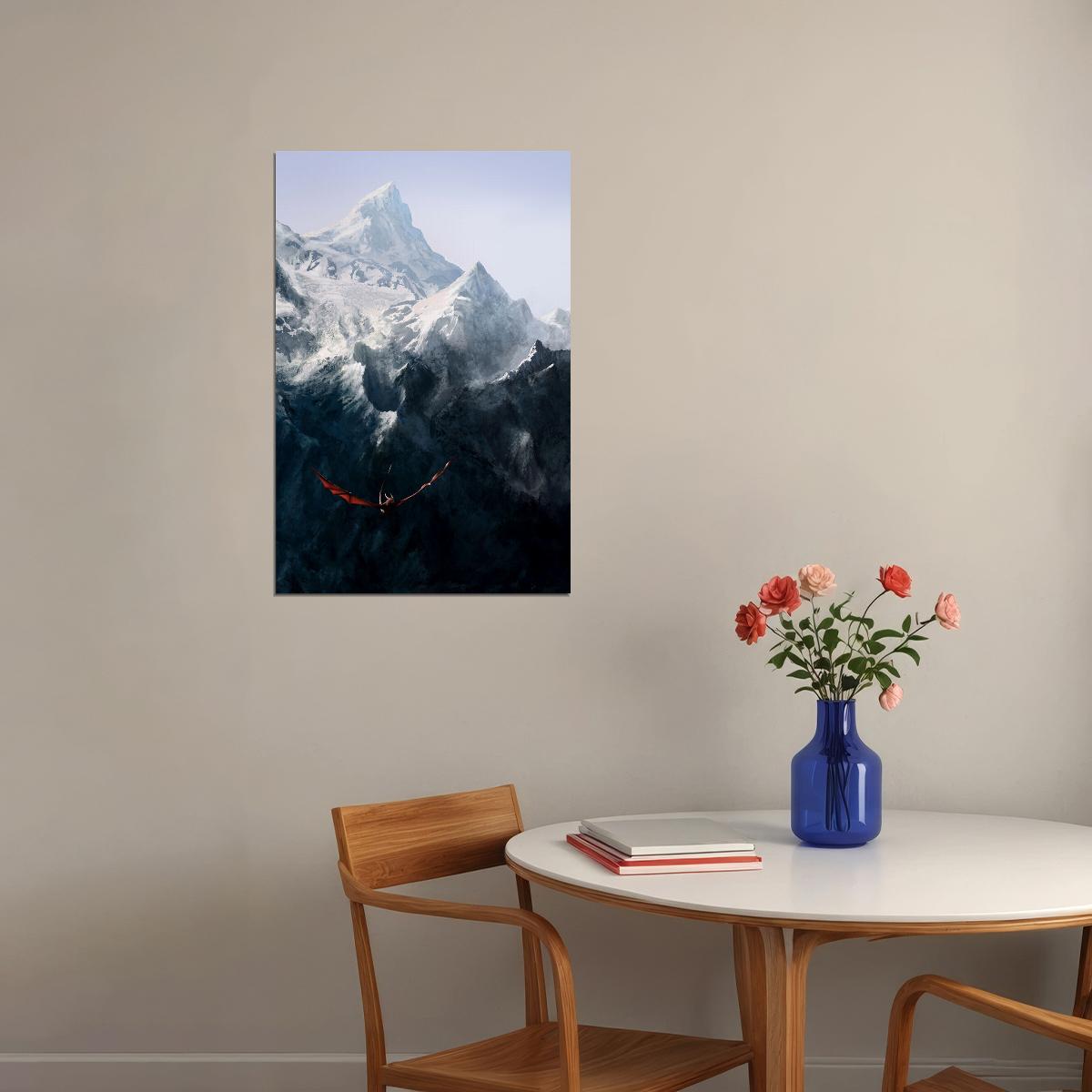 Dragon Mountain Fantasy Landscape Picture Poster Wall Art Print Home Wall Decor - xonomax