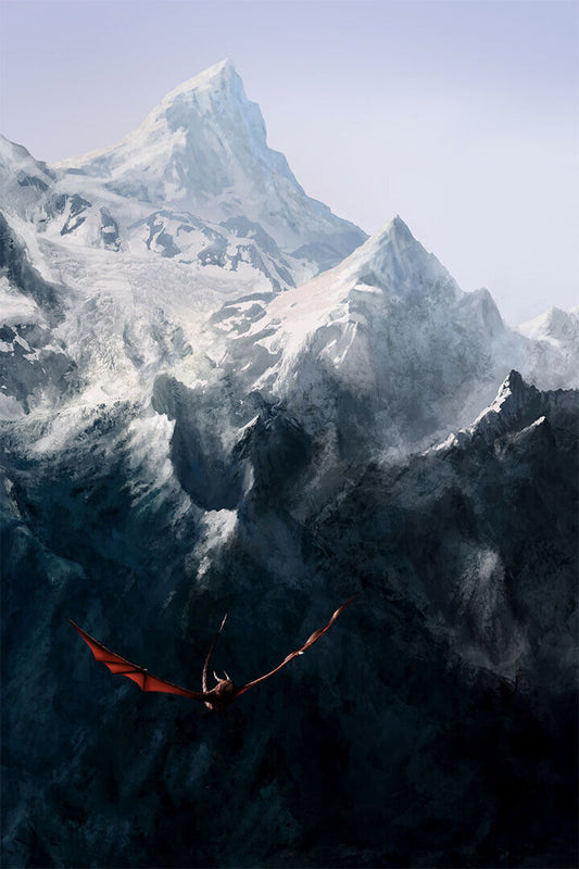 Dragon Mountain Fantasy Landscape Picture Poster Wall Art Print Home Wall Decor - xonomax