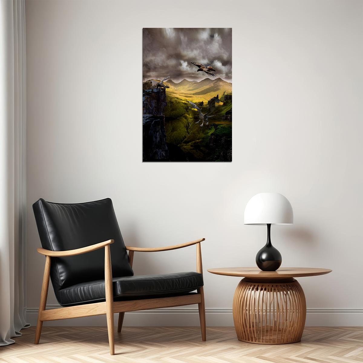 Dragon Mountain Fantasy Excitement Picture Poster Wall Art Print Home Wall Decor - xonomax