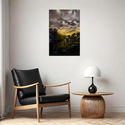 Dragon Mountain Fantasy Excitement Picture Poster Wall Art Print Home Wall Decor - xonomax