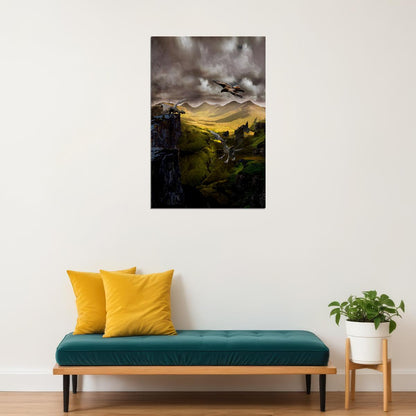 Dragon Mountain Fantasy Excitement Picture Poster Wall Art Print Home Wall Decor - xonomax