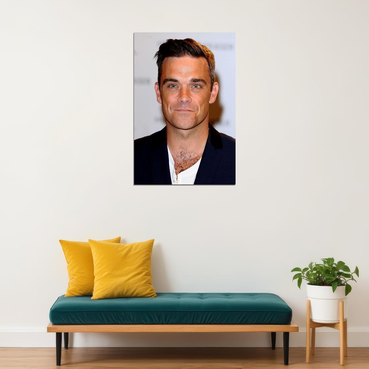 Robbie Williams Black Jacket Photo Musician Poster Wall Art Print Home Wall Decor - xonomax
