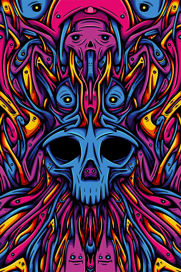 Marijuana Theme Reefer Madness Skull Poster Wall Art Print Home Wall Decor - xonomax