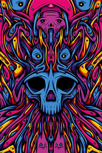 Marijuana Theme Reefer Madness Skull Poster Wall Art Print Home Wall Decor - xonomax