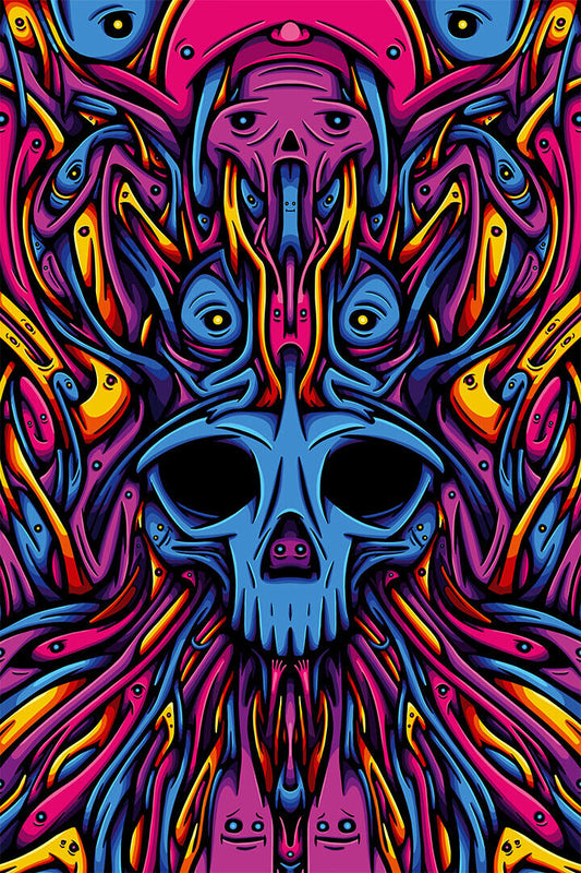 Marijuana Theme Reefer Madness Skull Poster Wall Art Print Home Wall Decor - xonomax