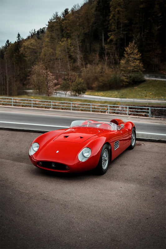 Cars Old Red Ferrari Land Vehicle Landscape Poster Wall Art Print Home Wall Decor - xonomax