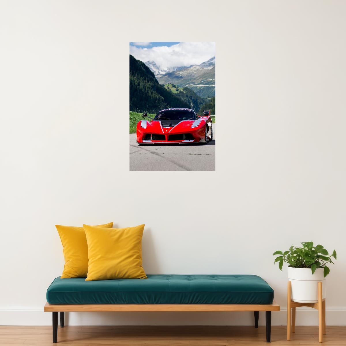 Cars Old Red Ferrari Land Vehicle Picture Poster Wall Art Print Home Wall Decor - xonomax