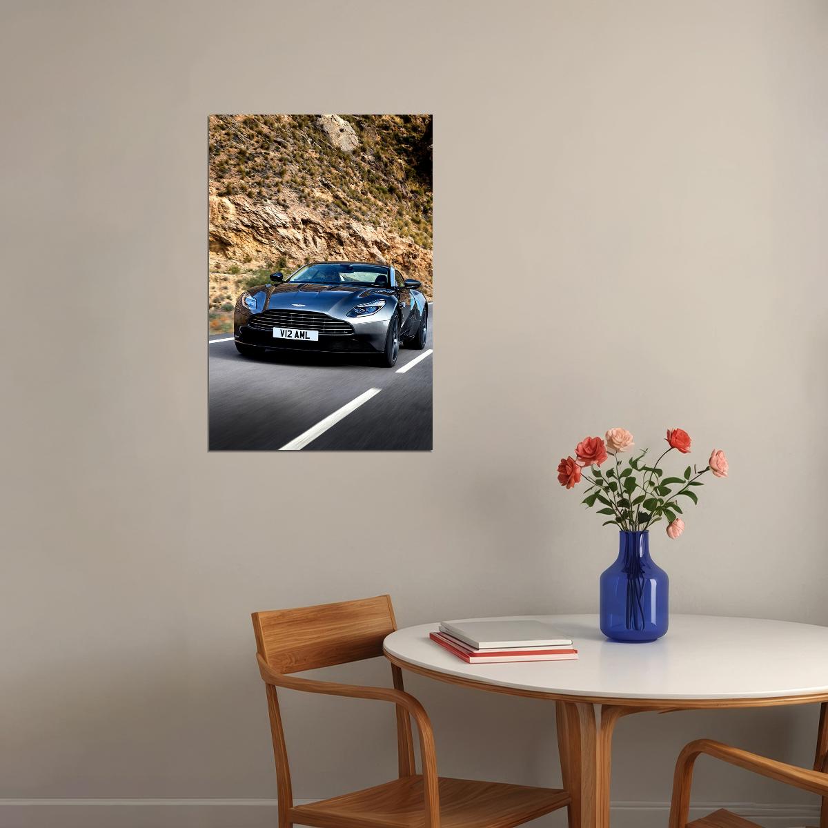 Cars Old Blue Aston Martin Land Vehicle Picture Poster Wall Art Print Home Wall Decor - xonomax