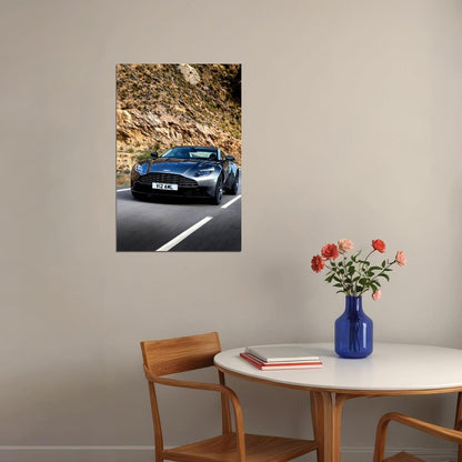 Cars Old Blue Aston Martin Land Vehicle Picture Poster Wall Art Print Home Wall Decor - xonomax