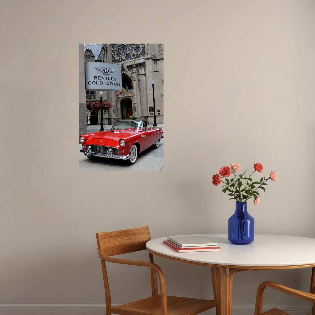 1955 Ford Thunderbird Convertible Red Picture Poster Wall Art Print Home Wall Decor - xonomax
