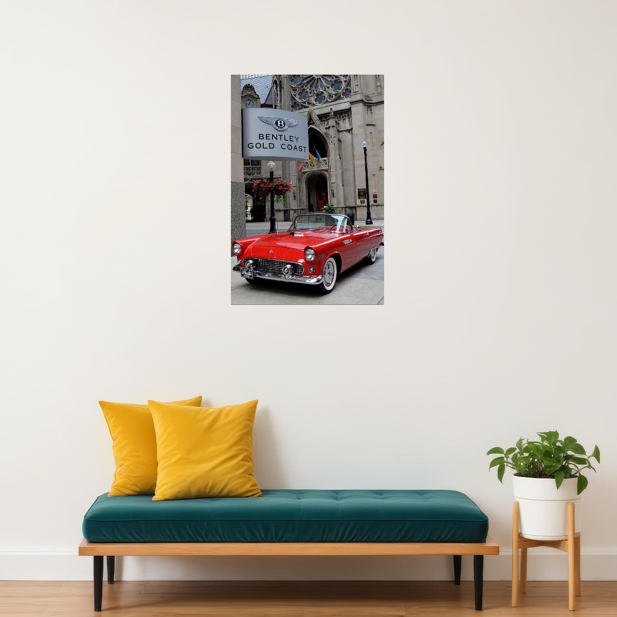 1955 Ford Thunderbird Convertible Red Picture Poster Wall Art Print Home Wall Decor - xonomax