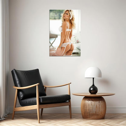 Sandy Sexy Female Model Fashion White Lingerie Poster Wall Art Print Home Wall Decor - xonomax