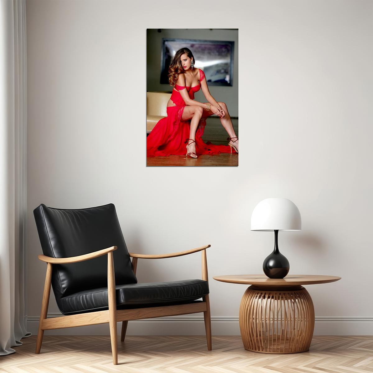 Red Hot Sexy Female Model With Dress Poster Wall Art Print Home Wall Decor - xonomax